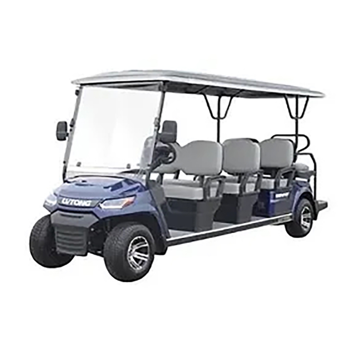 Picture of (8 Seat) 8 Seater, 48v, 4kW AC Motor, LVTONG 48M-350A Controller, Maintenance Free Batteries, LVTong On Board Charger, Split Windscreen, Speedometer, Safety Belts, Light System, 10"Aluminium Rim, 4 Wheel Disc Brake with EM Brake, Upgraded Seats - Black, Multifunction Storage Boxes, Front Independent Suspension with Double Individual Swing Arm, Black Roof.