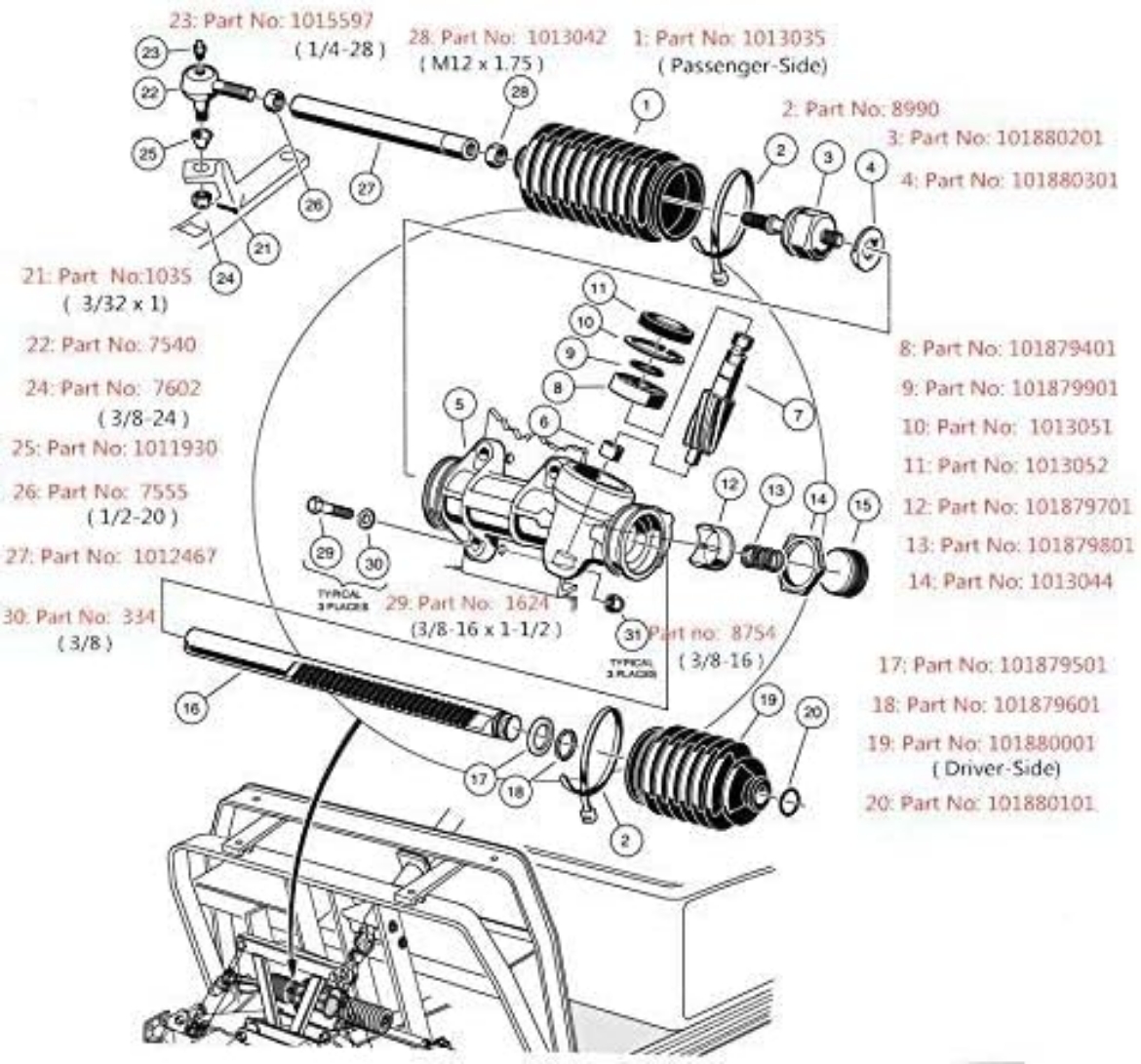 Picture of CLUB CAR DS LEFT THREADED TIE ROD END - MALE THREAD YEARS 1976-UP (USE ON D/S DRAG LINK)