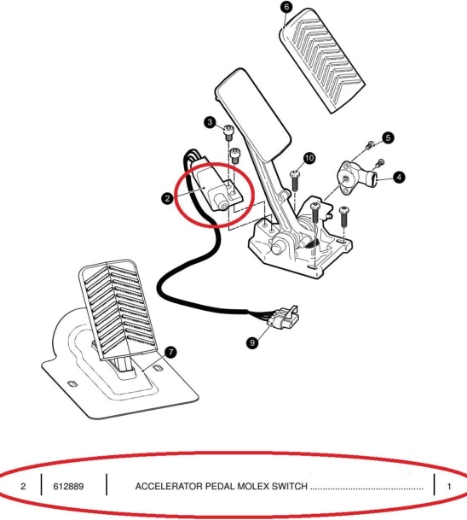 Picture of EZGO RXV 48 VOLT & GAS ACCELERATOR PEDAL SWITCH FOR (2008-UP)