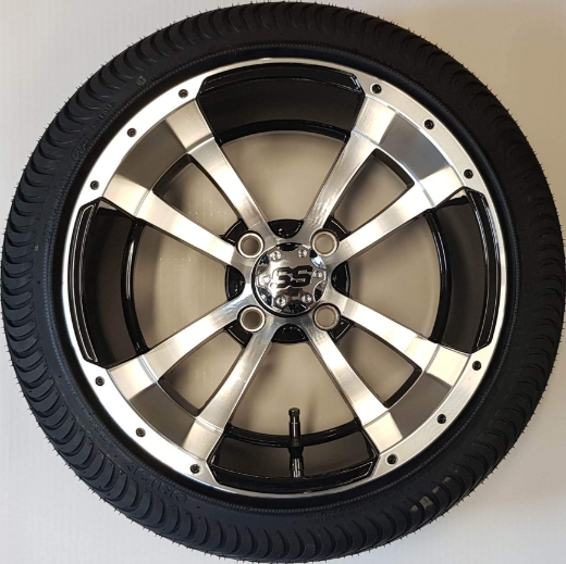 Picture of ODYSSEY Mag Wheel Set - Series 79 Boomerang 14x7 Black/Machined - Arisun Cruze 205/30-14 Tyres