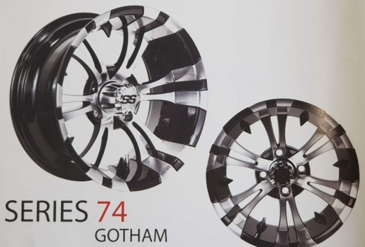 Picture of ODYSSEY Mag Wheel Set - Series 74 Gotham 14x7 Black/Machined - Arisun Cruze 205/30-14 Tyres