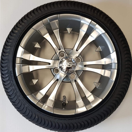 Picture of ODYSSEY Mag Wheel Set - Series 74 Gotham 14x7 Gunmetal/Machined - Arisun Cruze 205/30-14 Tyres