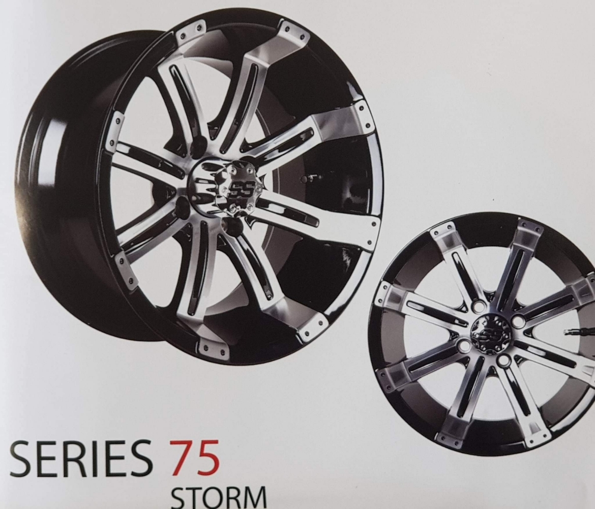 Picture of ODYSSEY Mag Wheel Set - Series 75 Storm 14x7 Black/Machined - Arisun Cruze 205/30-14 Tyres