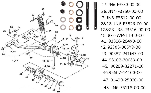 Picture of YAMAHA KING PIN & BUSHING KIT G2-G20