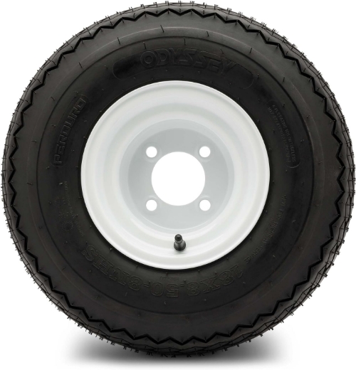 Picture of 18x8.5x8 ODYSSEY PERDURO TYRE ON GLOSS STEEL RIM (8x7") - (STANDARD GOLF CART TYRE & WHEEL)