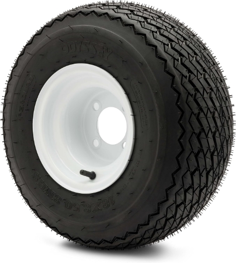 Picture of 18x8.5x8 ODYSSEY PERDURO TYRE ON GLOSS STEEL RIM (8x7") - (STANDARD GOLF CART TYRE & WHEEL)