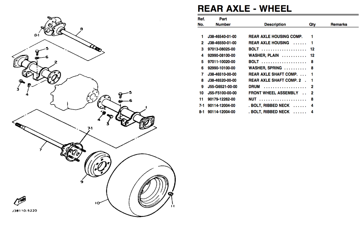 Picture of YAMAHA G2A 1986 REAR AXEL HOUSING 2