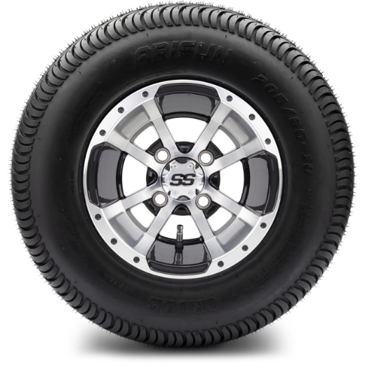 Picture of Arisun Mag Wheel Set - Series 75 Storm 10x7 Black/Machined - Arisun Cruze 205/50-10 Tyres