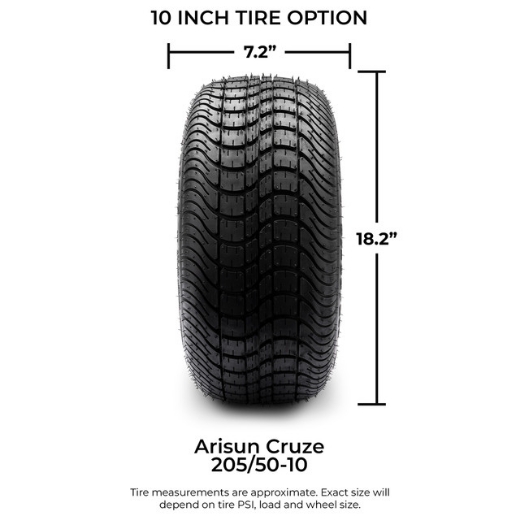 Picture of Arisun Mag Wheel Set - Series 75 Storm 10x7 Black/Machined - Arisun Cruze 205/50-10 Tyres