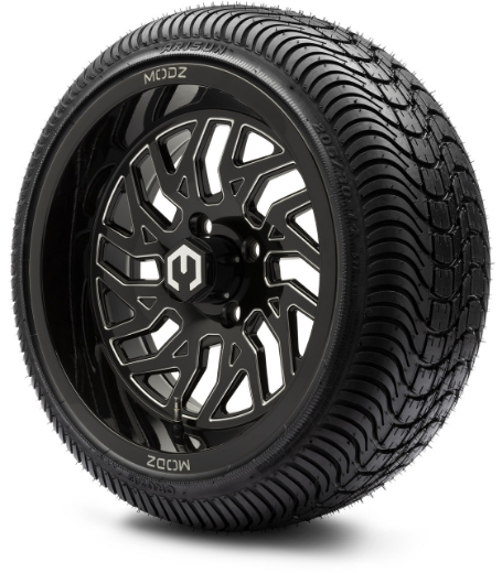 Picture of MODZ® K07 Carnage 14x7 Glossy Black w/Ball Mill Mounted on Arisun ST21-205/30-14 Tyre