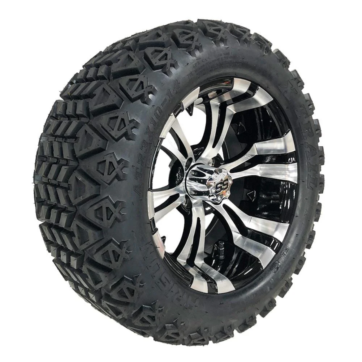 Picture of ODYSSEY Series 74 Gotham 14x7 Black/Machined on Arisun X-Trail OFF ROAD 23x10-14 Tyre