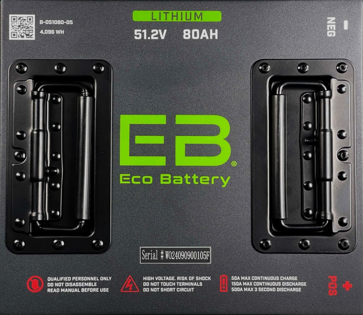 Picture of KIT ECO LITHIUM BATTERY 51V 80Ah Bundle (8 YEAR BATTERY WARRANTY) "Thru Hole" - Includes Battery, Charger, State of Charge Meter, Receptacle.