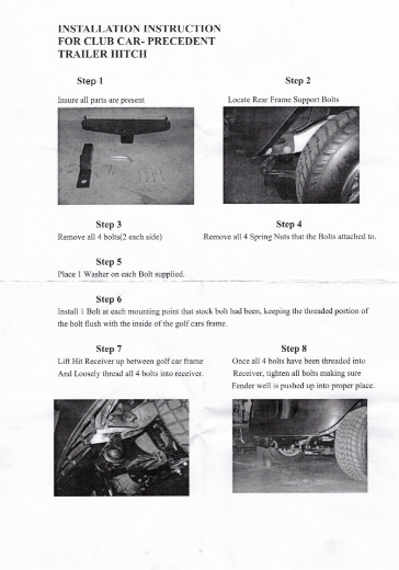 Picture of CLUB CAR PRECEDENT TOW BAR HITCH
