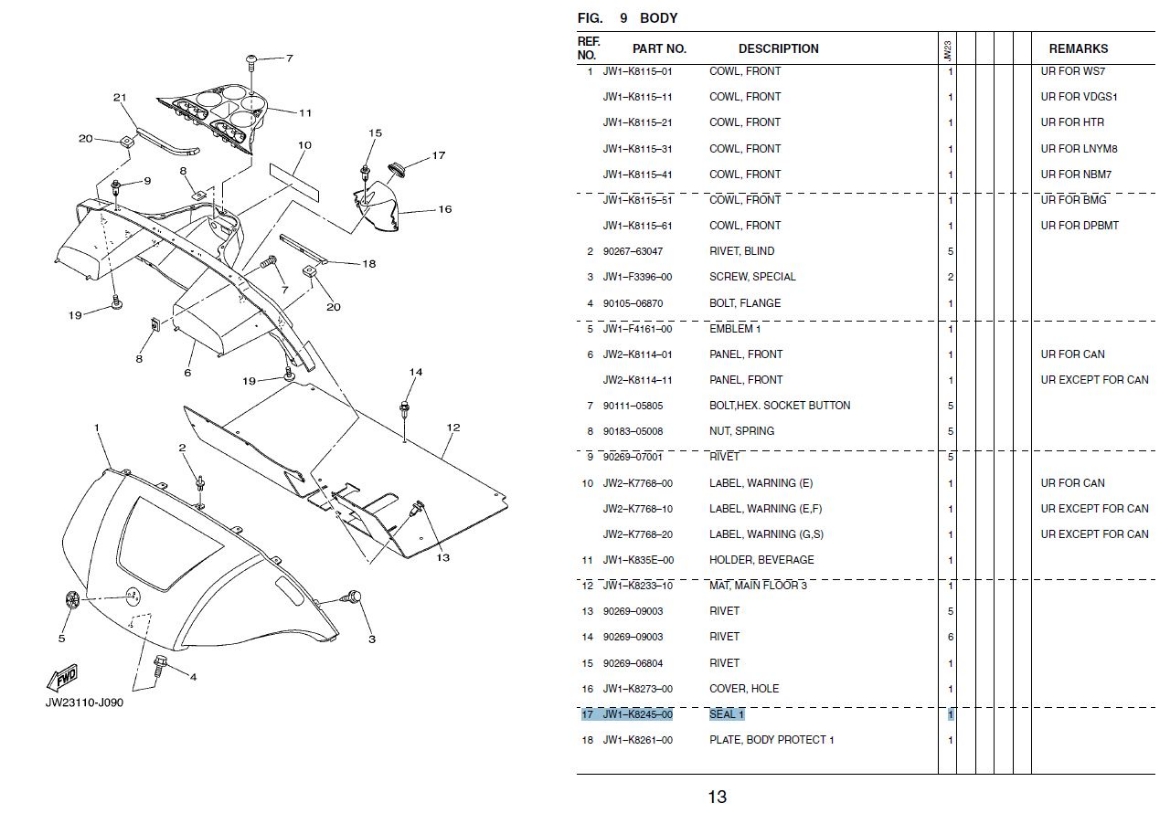 Picture of YAMAHA G29 STEERING COLUMN RUBBER SEAL