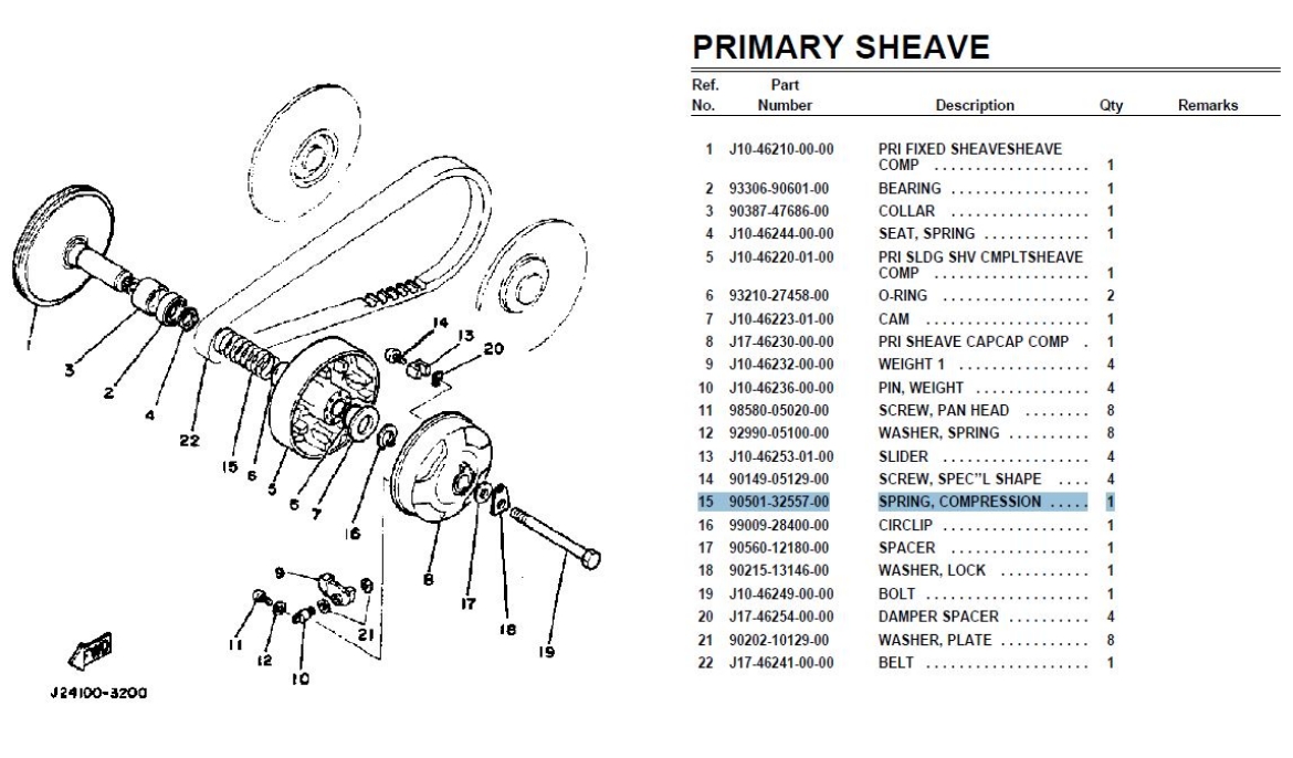Picture of YAMAHA G1 DRIVE CLUTCH SPRING