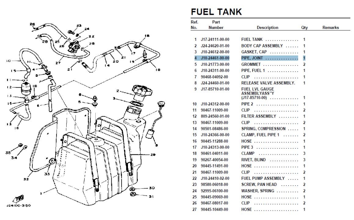Picture of YAMAHA G1 FUEL TANK PIPE JOINT