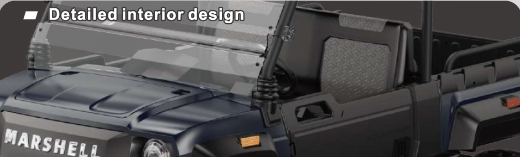Picture of MARSHELL 2 Seat Real Time 4WD UTV (Hydraulic Tray= 830x1150x262mm) Marxon 76.8V 200AH Lithium Battery, 72v 15KW AC Motor, 450A Controller, 72v 20A On Board Smart Charger, 14" Tyres on Aluminium Rims, Four Wheel Hydraulic Disc Brake & Hand Brake, 7" Screen & Roof Mounted LED Light Bar.