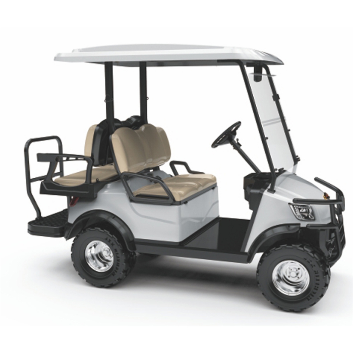 Picture of MARSHELL 4 Seater (2+2) Lifted Golf Cart with Aluminium Frame, Marxon 51.2V 105AH Lithium Battery, 5KW AC Motor, 400A Controller, 20A Smart Charger, 23x14-14" Tyres on 14x7" Aluminium Rims, Four Wheel Hydraulic Brakes (Disk Front & Drum Rear) with EMB Park Brake, 7" Screen with Reverse Camera & Luxurious Microfibre + Leather Seats.