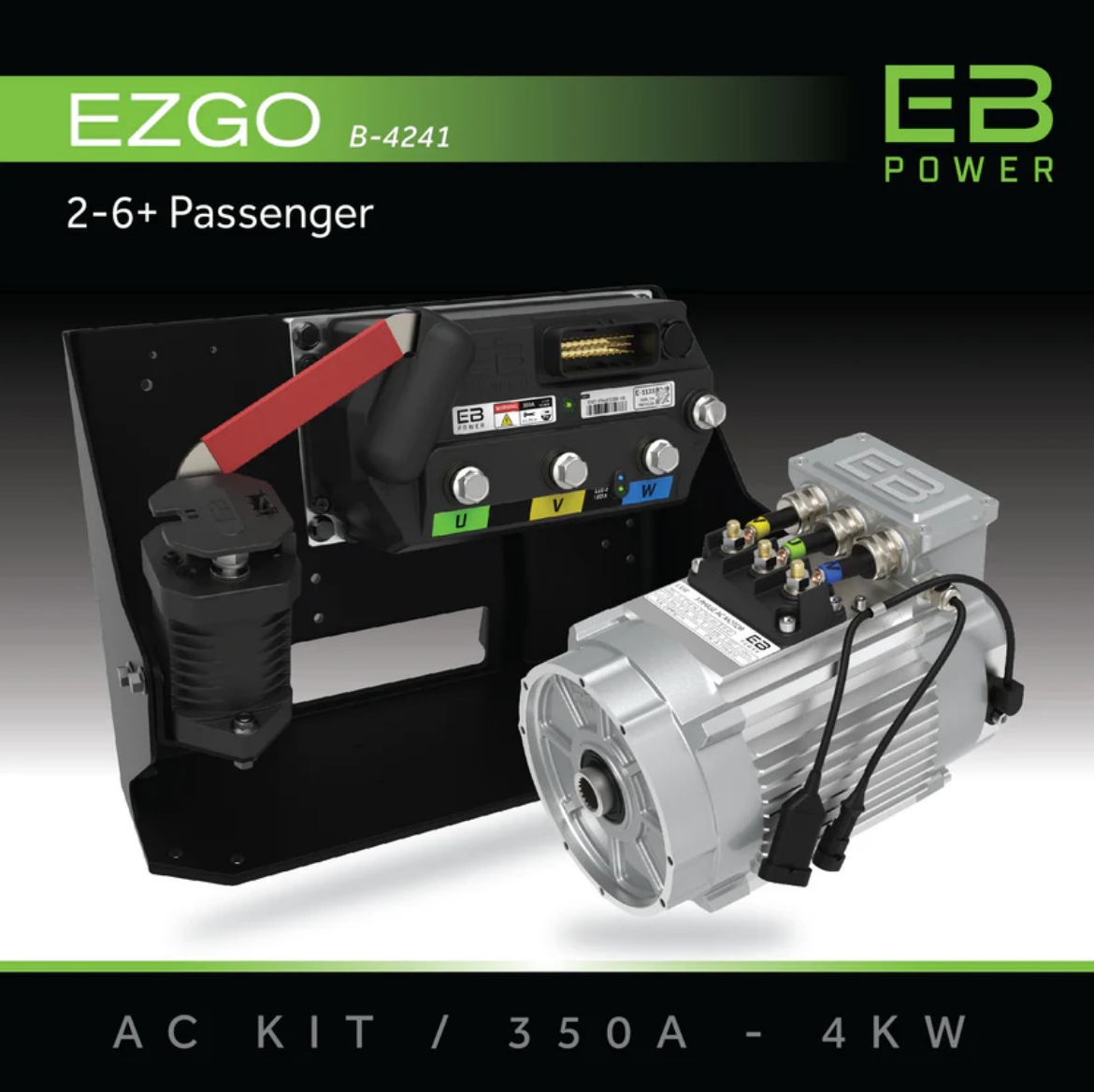 Picture of ECO SYSTEM AC PERFORMANCE UPGRADE KIT SUIT EZGO TXT - 350A CONTROLLER + 4KW MOTOR. KIT INCLUDES: AC CONTROLLER, AC MOTOR, MOUNT PLATE, 400AMP SOLENOID, 3 POS SWITCH, TOW/RUN SWITCH, COMPLETE REPLACEMENT HARNESS, BATTERY & MOTOR CABLES.