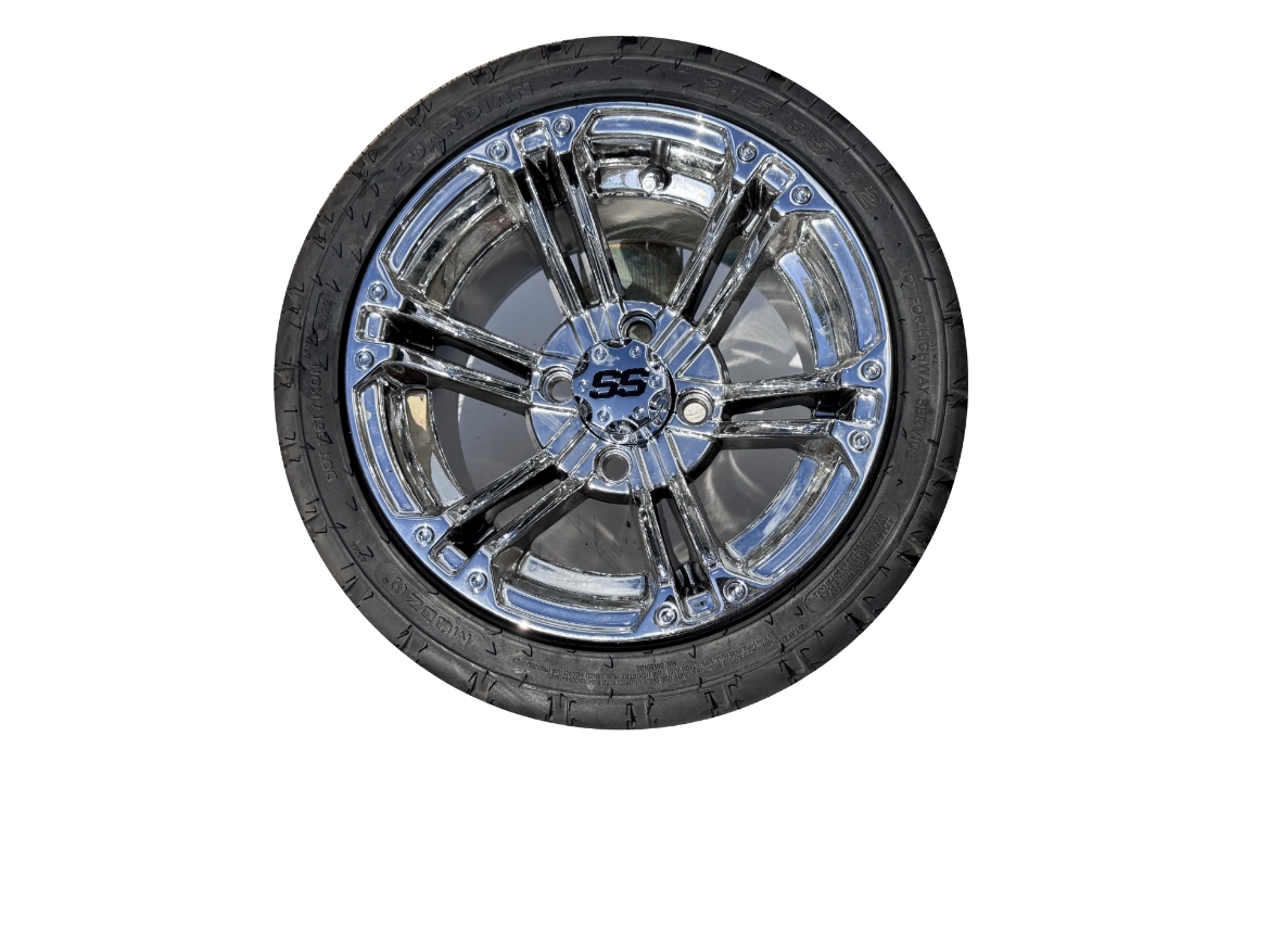Picture of ARISUN MAG WHEEL SERIES 66 - STATIC - PVD CHROME (12x7") FITTED WITH MODZ® 215/35-12" TYRE