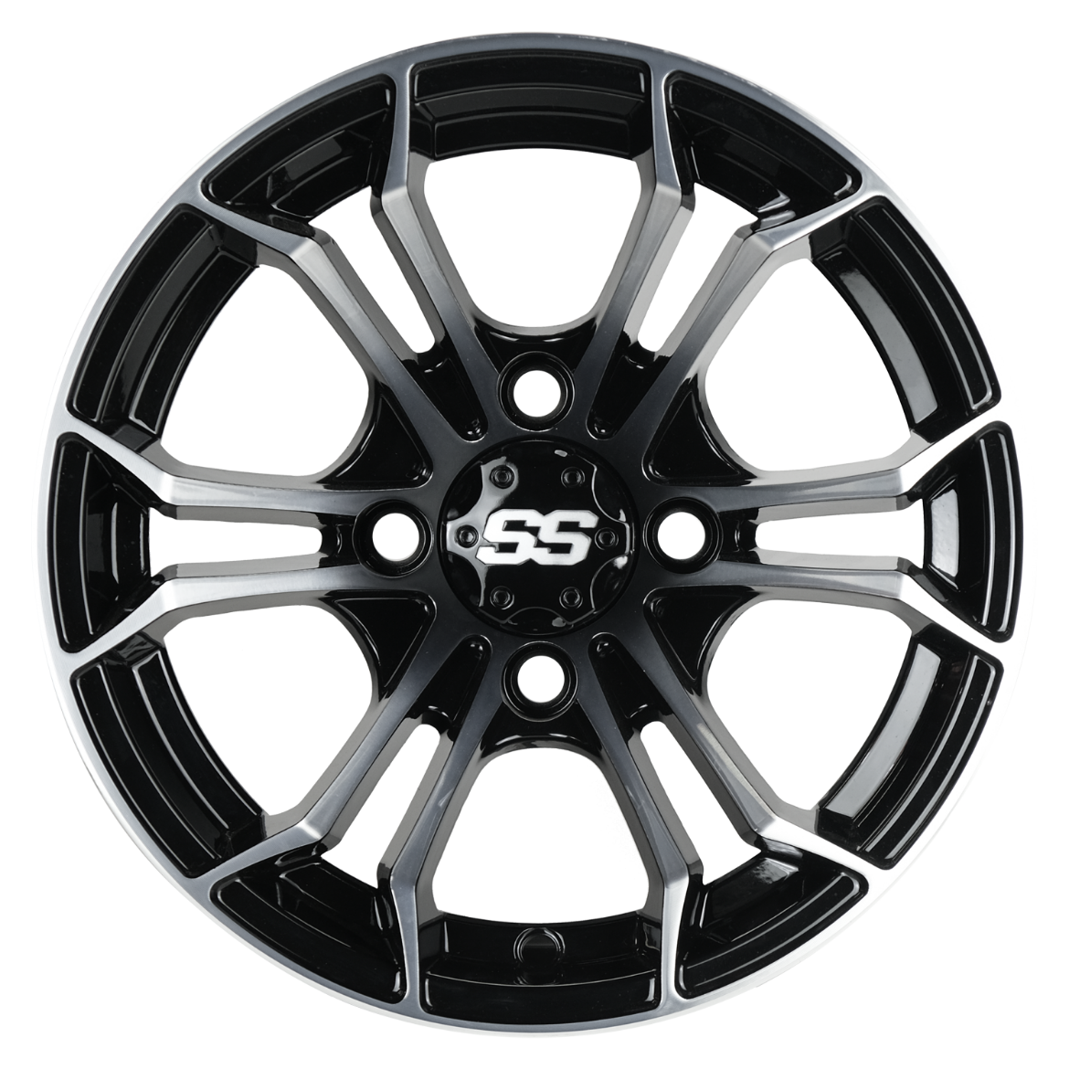 Picture of ARISUN MAG WHEEL SERIES 86 - YUKON - GLOSSY BLACK WITH MACHINED FACE (12x7") FITTED WITH MODZ® 215/35-12" TYRE