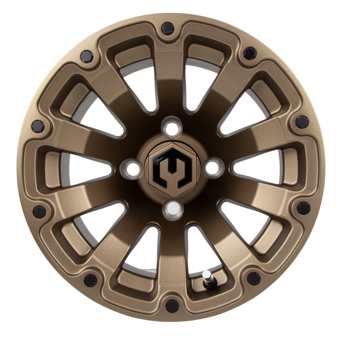 Picture of MODZ® MAG WHEEL - BOMBER (K05) - MATTE BRONZE WITH MATTE BLACK NUTS (14x7") FITTED WITH ODYSSEY 215/35-14" TYRE