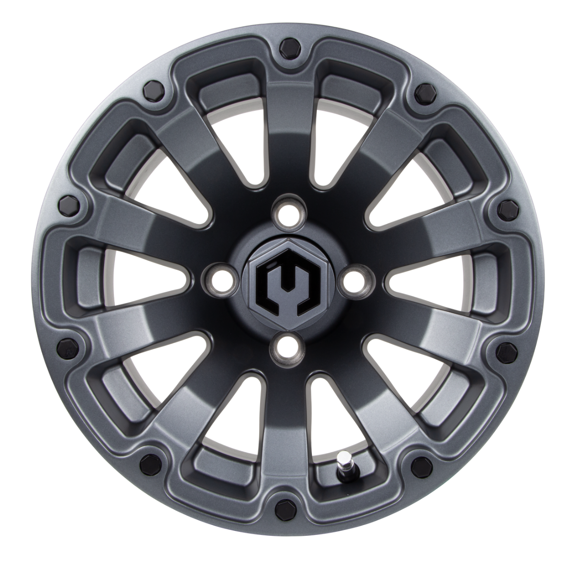 Picture of MODZ® MAG WHEEL - BOMBER (K05) - MATTE GUNMETAL WITH MATTE BLACK RIVETS (14x7") FITTED WITH ODYSSEY 215/35-14" TYRE