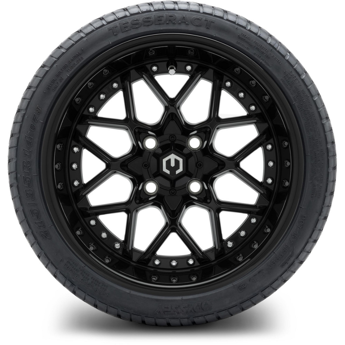 Picture of MODZ® MAG WHEEL - FORMULA (K15) - FULL GLOSSY BLACK (14x7") FITTED WITH ODYSSEY 215/35-14" TYRE